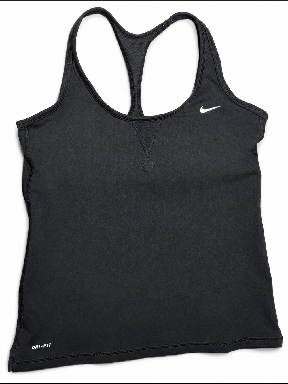 Nike Black Racerback Dri-FIT Tank with White Swoosh